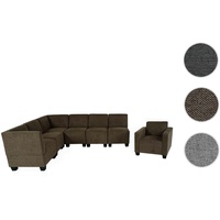 Modular Sofa-System Couch-Garnitur Lyon 6-1, Stoff/Textil ~ braun