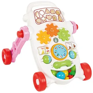 pilsan Lauflernwagen mit Soundeffekten, Lauflernhilfe mit Spielzeugzubehör, Babywalker pink
