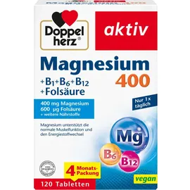 Doppelherz Aktiv Magnesium 400 + B1 + B6 + B12 + Folsäure Tabletten 120 St.