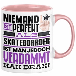 Trendation Tasse Skateboarder Geschenk Tasse Lustige Geschenkidee für Skateboarder Gebu rosa