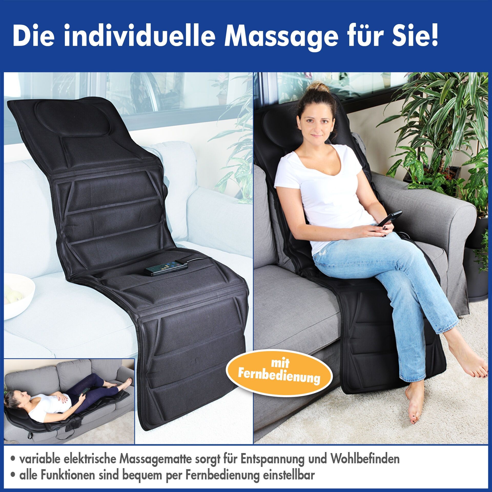 Deeel Basics elektrische Massagematte Vario - Massageauflage mit 5 verschiedenen Modi 1 St