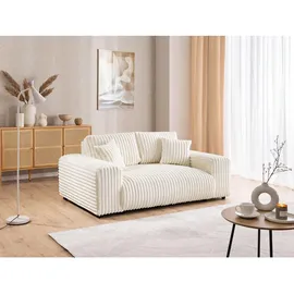 s-style möbel Mollis & Sofa 2 Sitzer Aus Hellbeige Plüschcord Mit Schöner Sitzkomfort