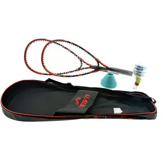 CRIVIT Speed-Badminton Set, 2 Schläger 58,8 cm, 5 Federbälle, 1 Softball, Transporttasche