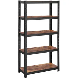 Songmics Lagerregal Holzwerkstoff 30 x 75 x 150 cm vintagebraun-schwarz 5 Ablagen bis 650 kg belastbar