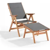 Oviala - Relaxsessel aus Eukalyptusholz und Fußstütze Schwarz