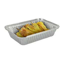 PuntoQPack 100 Stk. Aluminiumbehälter mit Locken und rechteckiger Form (850cc) Ref A845/FE