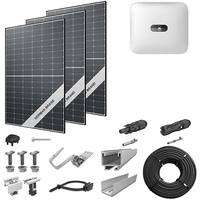 PV-Komplettanlage 10 kWp mit Huawei Wechselrichter 10 kW, 24 Solarmodulen Glas-Glas black frame & Montagesystem Aufdach (* 0% MwSt. gem. §12 Abs. 3 UstG)