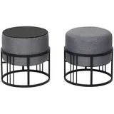 [en.casa] Hocker Tas 38 x 38 x 38 cm Dunkelgrau