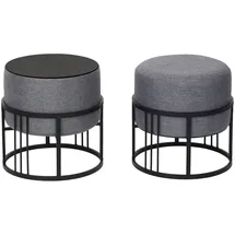 [en.casa] Hocker Tas 38 x 38 x 38 cm Dunkelgrau