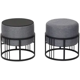[en.casa] Hocker Tas 38 x 38 x 38 cm Dunkelgrau