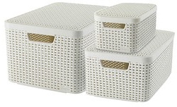 3 curver STYLE Aufbewahrungsboxen-Set beige