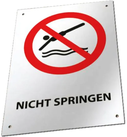 Warnschild "Nicht Springen" nach europäischer Norm DIN EN 16713