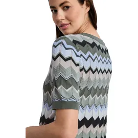 STREET ONE Kurzarm Pullover mit Zick-Zack-Muster Grün 34