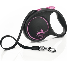 Flexi Black Design Gurt S 5m Roll-Leine für Hunde pink