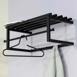 Wandgarderobe Garderobenleiste mit Hutablage aus Metall 4 Kleiderhaken