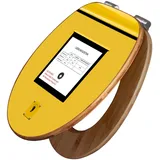 banjado Design WC Sitz Bambus Absenkautomatik 45,8x37,5cm / Toilettendeckel mit Absenkautomatik Holz/hochwertiger Bambus Klodeckel/WC-Sitz für gängigen Toiletten/Motiv Briefkasten Gelb