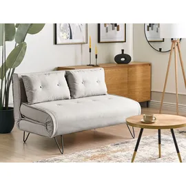 Beliani Schlafsofa Stoff 2-Sitzer Hellgrau