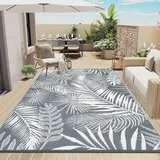 Enyhom Große Outdoor-Teppiche für den Garten, wasserdicht, 180 x 270 cm, wendbare Outdoor-Matten, Kunststoff-Strohteppich, tragbar, faltbar, Picknick, gewebter Teppich für Wohnmobil, Terrasse, Grau
