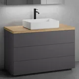 neoro n50 Unterschrank B: 120 cm mit 3 Auszügen, Waschtisch B: 58 cm weiß matt, B: 120.5 BN0065WM+BN0454GR+BN0404W1