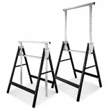 Ollewiellan Teleskop-Arbeitsbock 2er Set, höhenverstellbar 80-130 cm, klappbarer Stahl-Gerüstbock, Unterstellbock mit 200 kg Tragkraft pro Paar für Werkstatt, Garage, Baustelle, Schwarz