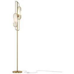 Licht-Erlebnisse Stehleuchte NELLY Gold Weiß Stein Metall LE116432