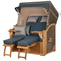 Mr. Deko Strandkorb Komplettset - bene living - Schaalsee Teak - PE grau - Modell 593 - inkl. Liftersystem