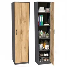 home collective Regal mit 5 Ebenen Aktenschrank mit 4 Einlegeböden und 1 Tür, in mattem Finish Standregal 39 cm breit graphit Eiche Holzwerkstoff, Fächer, 39x180x35 Schlafzimmer, Kleiderschränke, Schrankzubehör