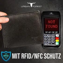 Urban Forest Leder schwarz | Herren Geldbörse aus Nappa Leder mit RFID Schutz | Portemonnaie Herren Leder schwarz