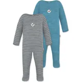 Normani Outdoor Sports 2er Pack MERINO Baby Merino Strampler „Levin" in Grau/Blau | Gr.: 92