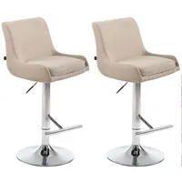 CLP 2er Set Barhocker Club Stoff creme/chrom
