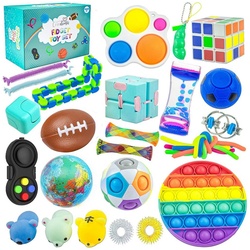 Coradoma Lernspielzeug Fidget Toys Set - Anti Stress Spielzeug Pop It Squishy Mochi Sensorik (28-St) blau
