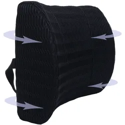 Lendenkissen MCW-N77, Rückenkissen Lordosenstütze, Memory Foam Stoff/Textil waschbar Befestigungsgürtel schwarz