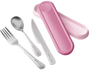 Maped® Picnik Concept Adult Besteck-Set, Picknickbesteck aus Edelstahl, Dekor: tender rose