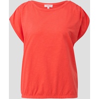 s.Oliver - T-Shirt mit gerafften Ärmeln, Damen, Orange, 38