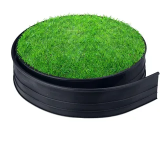 Relaxdays Rasenkante aus Kunststoff, 12 m lang, flexibles Rasenband, Beetbegrenzung, 10 cm hoch, Wegbegrenzung, schwarz