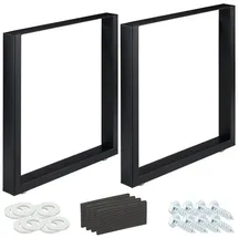 Relaxdays 2er Set, BxH: 70x72 cm, Metall Tischbeine Schreibtisch, Esstisch, Couchtisch, Industrial, schwarz