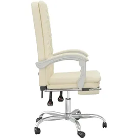 vidaXL Bürostuhl mit Liegefunktion Kunstleder Creme