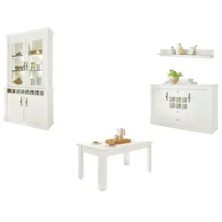 Furn.Design Esszimmer Set 4-teilig in weiß Pinie Landhaus, Soft-Close-Funktion Fiastra