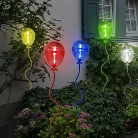 ETC Shop 9x LED Solarleuchten, 5x Luftballons bunt, 4x Stäbe klar