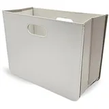 Design ZEITUNGSKORB Business | Kunstleder, 40,5x30,5x19,5 cm (BxHxT), Creme-Weiss | Faltbarer Zeitschriftenhalter, edle Zeitungsbox, Zeitungsständer, Zeitungssammler