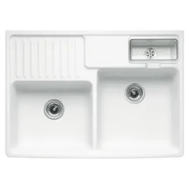 Villeroy & Boch Spülstein Doppelbecken weiß alpin + Handbetätigung