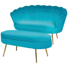 SalesFever Muschelsofa 2-Sitzer BANDUNG - blau