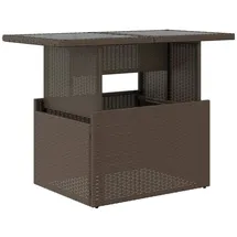 vidaXL Gartentisch mit Glasplatte Braun 100x55x73 cm Poly Rattan
