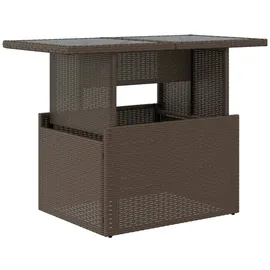 vidaXL Gartentisch mit Glasplatte Braun 100x55x73 cm Poly Rattan