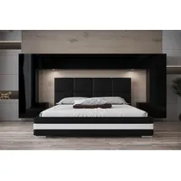 ROYAL24_MARKT Schlafzimmer-Set - Bett mit Panama Schränken, (Komplett Set, 8-St., Panama 6), Eine Note die Eleganz ergänzt. schwarz 300 cm x 167 cm x 35 cm