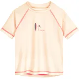 Playshoes Unisex Kinder Badeshirt Rash-Guard-Shirt, Ecru Surfbrett, Palme in Creme - 86/92