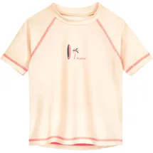 Playshoes Unisex Kinder Badeshirt Rash-Guard-Shirt, Ecru Surfbrett, Palme in Creme - 86/92