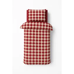 Benetton - 3-teiliges Einzelbett-Set (Bettbezug 155x200cm, Spannbettlaken 90x200cm und Kissenbezug 50x80cm) 100% Baumwolle Rot