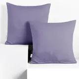 DecoKing 2 Kissenbezüge 80x80 cm Jersey 100% gekämmte Baumwolle Reißverschluss Lavendel Amber