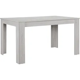 [en.casa] Esstisch Eiche weiß mit 6 Stühlen schwarz Kunstleder gepolstert 140x90 Essgruppe Esszimmer - Schwarz